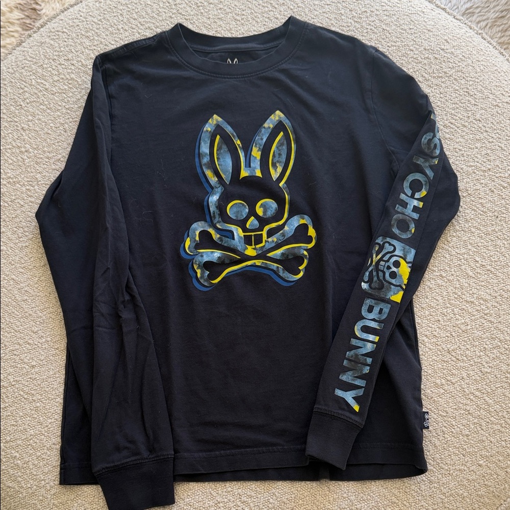 Psycho Bunny Kids Navy Blue Long Sleeve Tee
